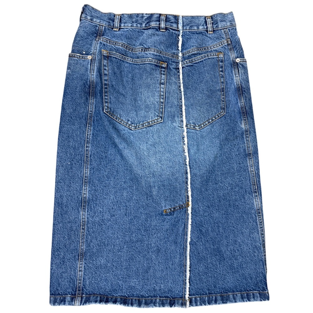 Dries‎ Van Noten Denim Midi Skirt EU 38 | Raw Seam Detail | 100% Cotton - Picture 2 of 9